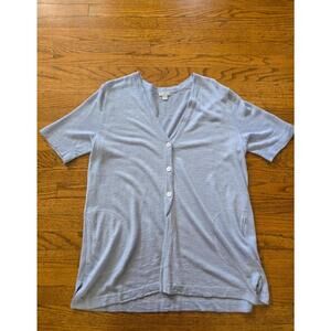 J Jill Sweater Cardigan Linen Blend Beach Lagenlook Short Sleeve Medium Petite